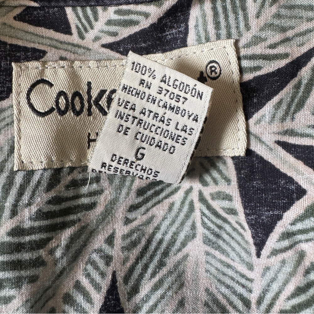 Cooke Street Reverse Print Hawaiian Aloha Shirt Black Monstera Leaf Men's L - Picture 8 of 9